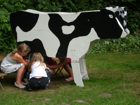 Früh übt sich an der Modell-Kuh  [Foto: Landvolk Wesermarsch]
